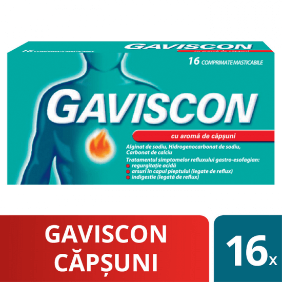 Gaviscon capsuni, 16 comprimate masticabile, Reckitt Benckiser