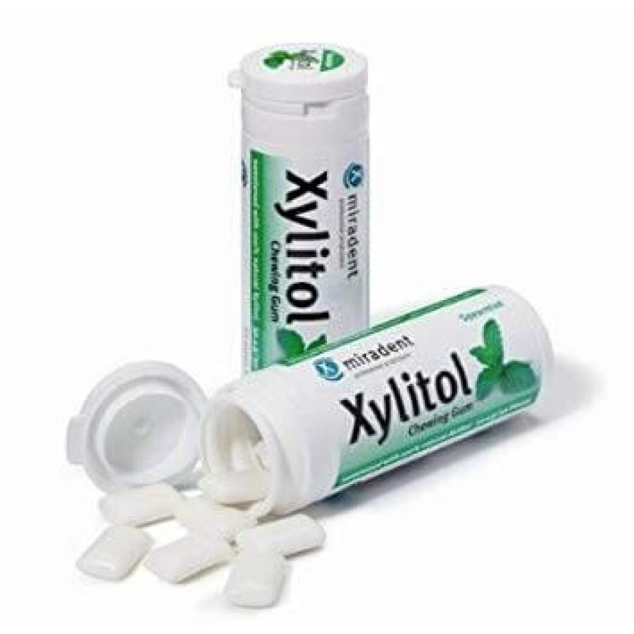 Gumă de mestecat cu Spearmint - Miradent Xylitol, 30 buc, Hager&Werken