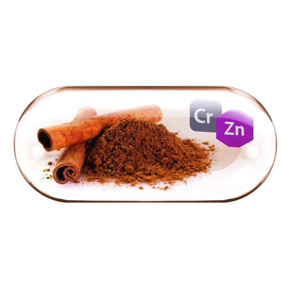 Cinnamon Extract + Crom și Zinc, 30 capsule, Rotta Natura