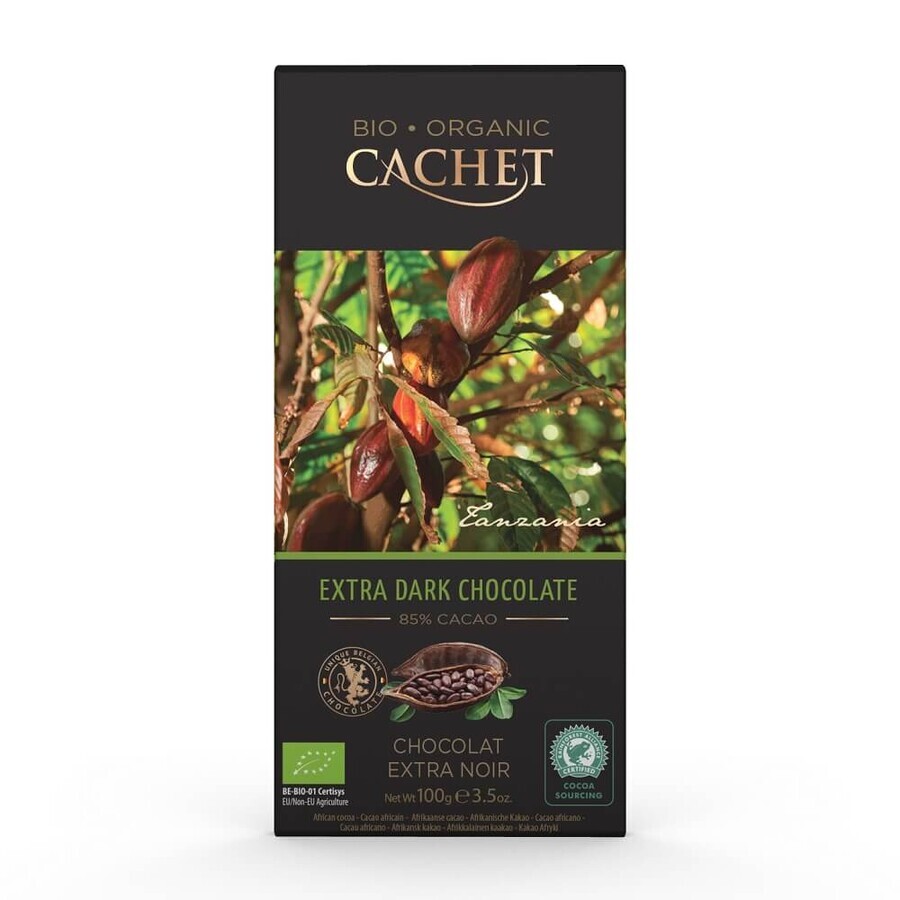 Ciocolată extra amăruie bio cu 85% cacao, 100g, Cachet