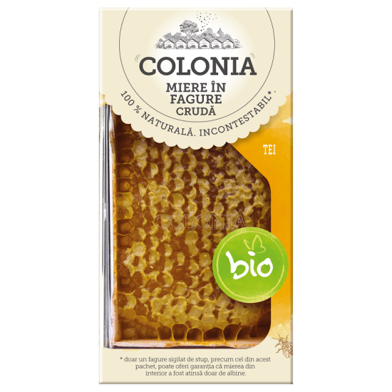 Miere de tei cruda in fagure bio Colonia, 150 g, Evicom Honey