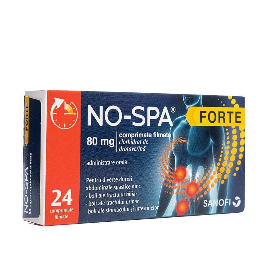 No-Spa Forte, 80 mg, 24 comprimate filmate, Sanofi