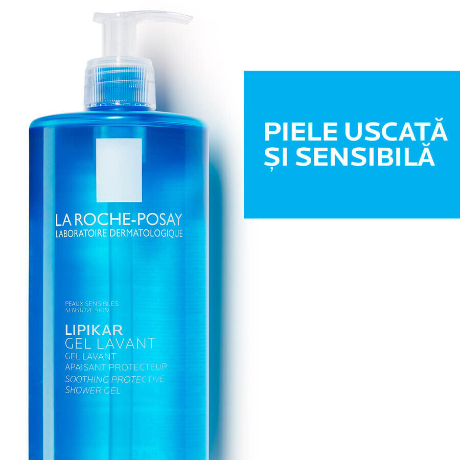 Pachet Gel de duș calmant și protector Lipikar, 750 ml + 750 ml, La Roche-Posay