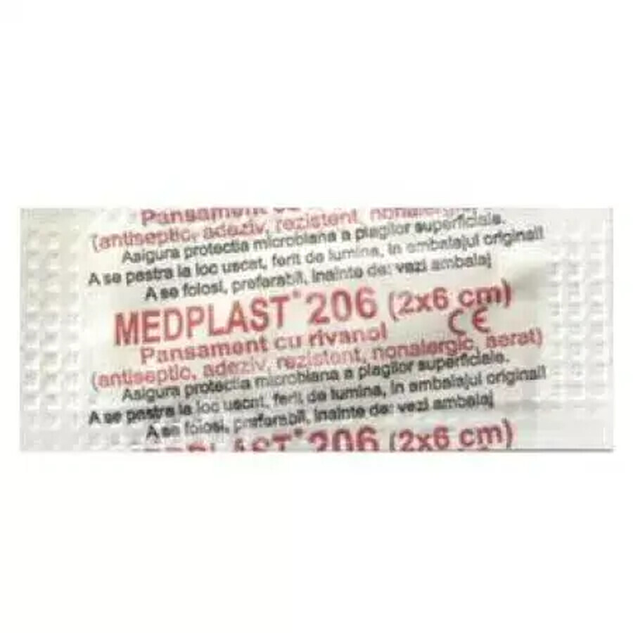 Pansement Medplast 206 avec rivanol, 2x6 cm, Mebra