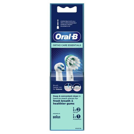 Rezerve periuta de dinti electrica Ortho 2 buc + Interspace, 1 buc, Oral-B