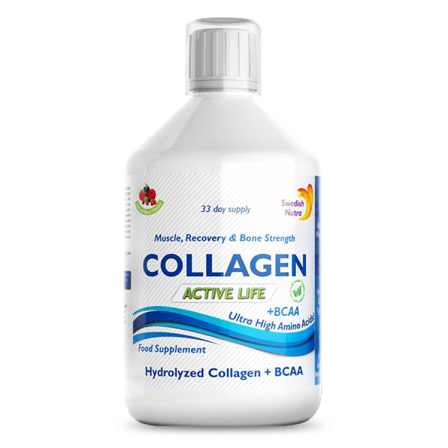 Colagen Lichid Hidrolizat Tip 1, 2 și 3 Active Life 5000 mg, 500 ml, Swedish Nutra recenzii