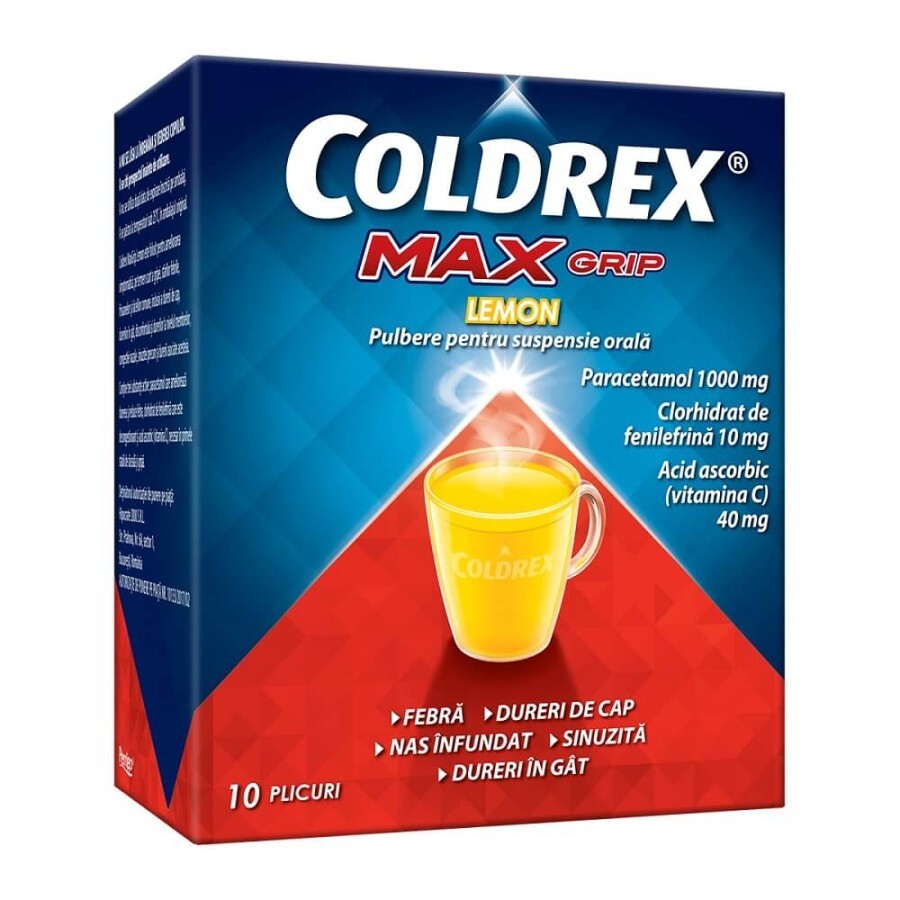 Coldrex Maxgrip Lemon, 10 plicuri, Perrigo recenzii