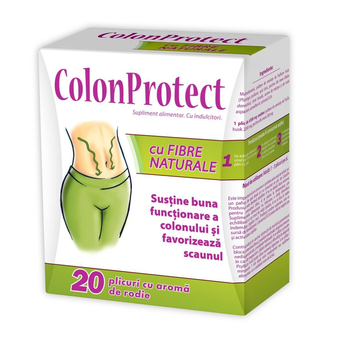 in ce moment al zilei se ia colon protect Colon Protect cu fibre naturale și gust de rodie, 20 plicuri, Zdrovit