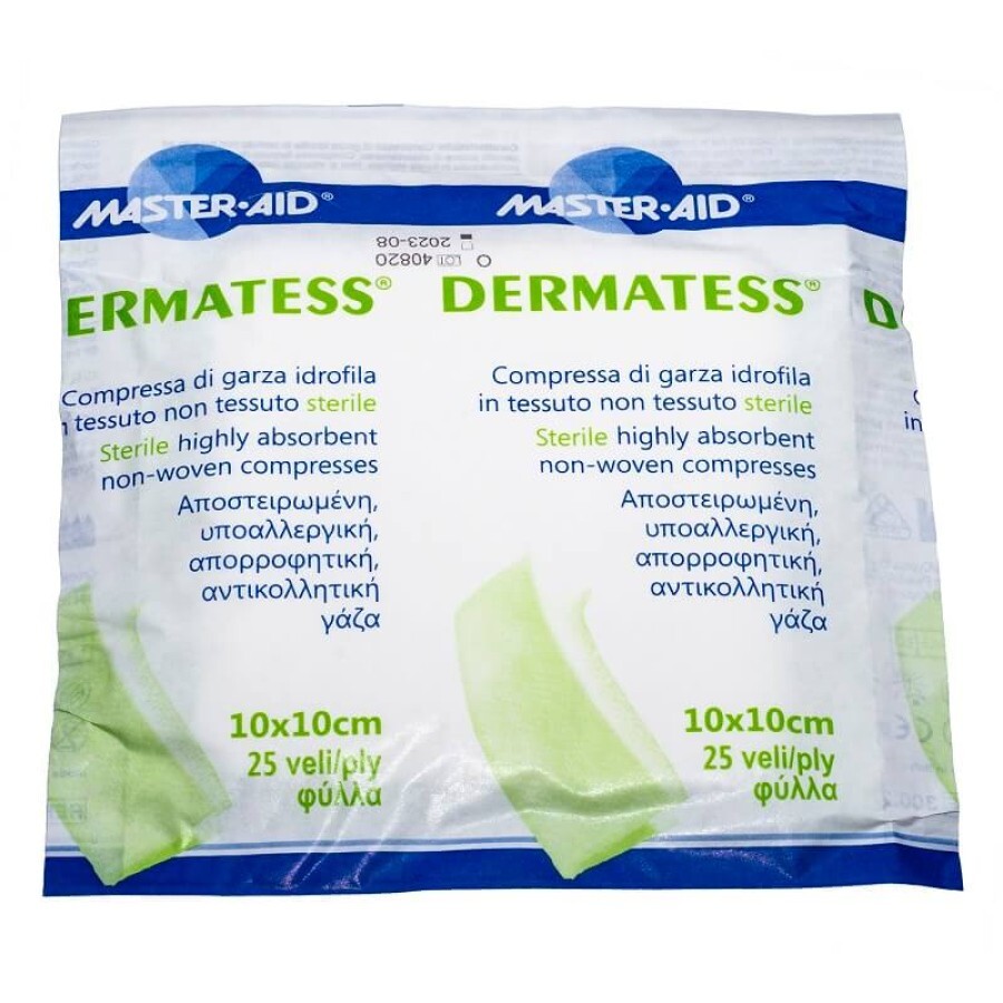 Comprese sterile Dermatess Master-Aid, 10X10 cm, 25 bucăți, Pietrasanta Pharma