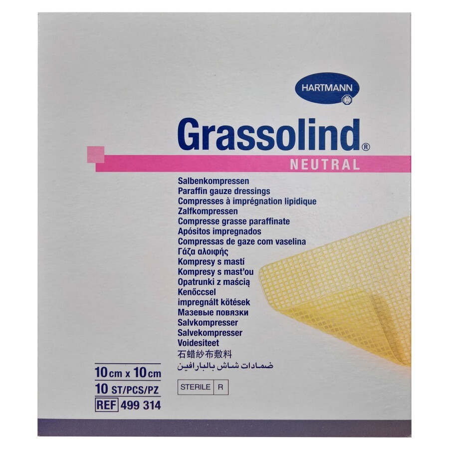 Comprese sterile Grassolind (499314), 10x10 cm, 10 bucăți, Hartmann