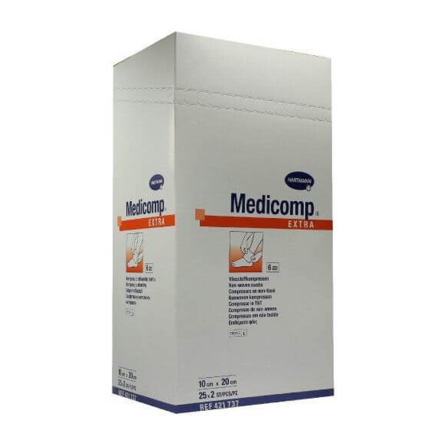Comprese sterile Medicomp Extra, 10x20 cm (421737), 25 bucăți, Hartmann