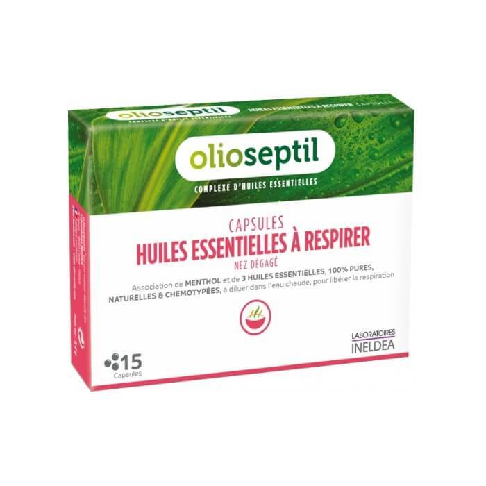 Uleiuri esențiale pentru inhalații Olioseptil A Respirer, 15 capsule, Laboratoires Ineldea Vitamine si suplimente