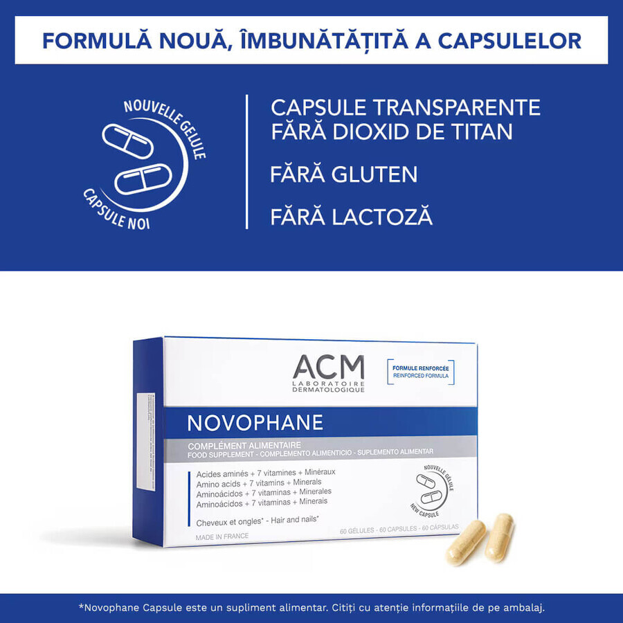 Capsule pentru păr și unghii Novophane, 60 bucăți, ACM