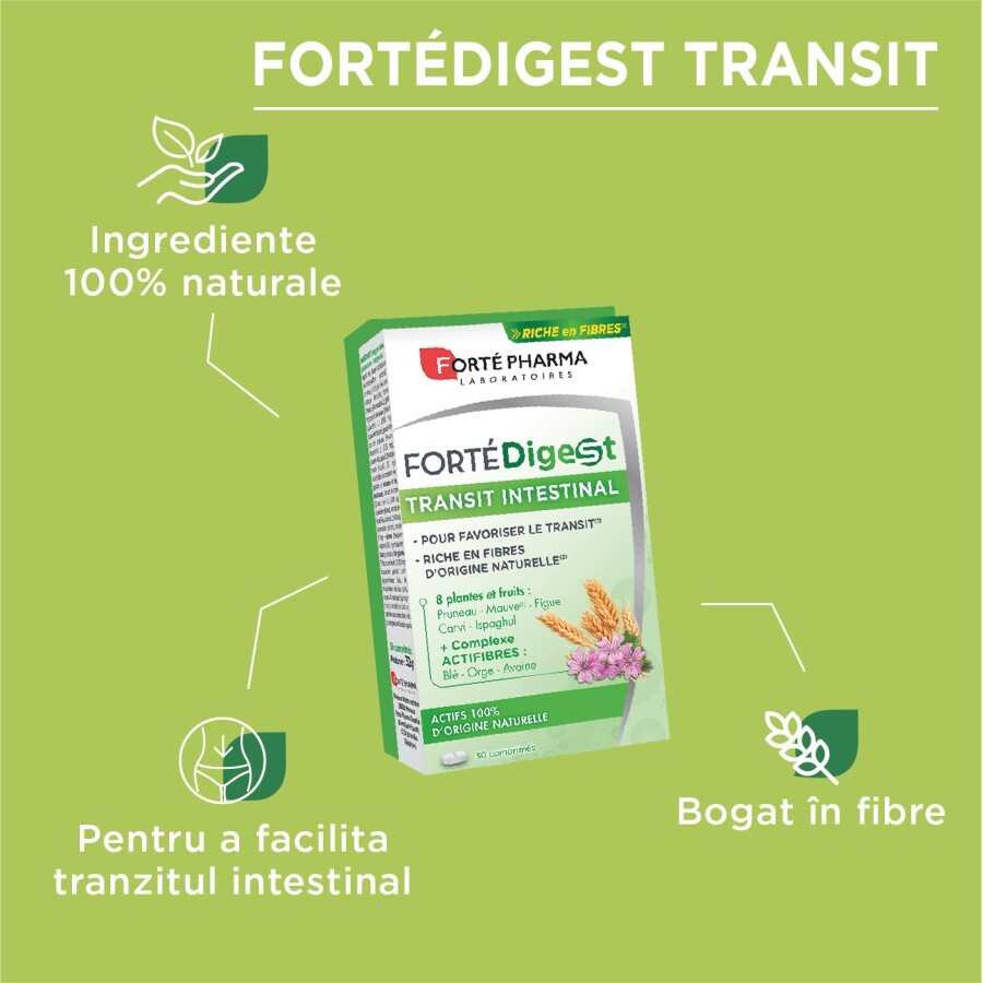 Forte Digest, tranzit intestinal, 30 comprimate, Forte Pharma