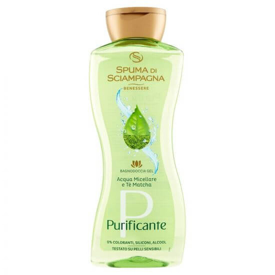 Gel de dus cu apa micelara si ceai Matcha, Purificante, 500 ml, Spuma di Sciampagna