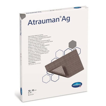 Pansament Steril Atrauman Ag, 10x10 cm, 3 bucati, Hartmann