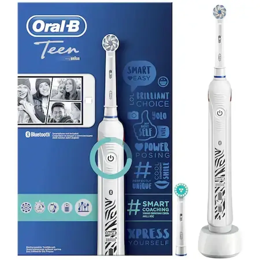 Periuta de dinti electrica Teen, 40000 pulsatii/min, 8800 oscilatii/min, Alb, Oral B