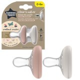 Suzeta de noapte Closer to Nature Breast like Pacifier, 0-6 luni, 2 bucati, Roz/Gri, Tommee Tippee