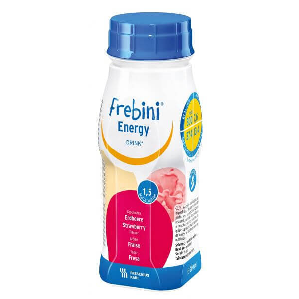 Frebini energy drink cu aroma de capsuni, 4 x 200 ml, Fresenius Vitamine si suplimente
