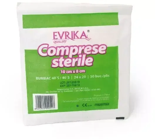 Evrika comprese sterile 10 cm x 8 cm