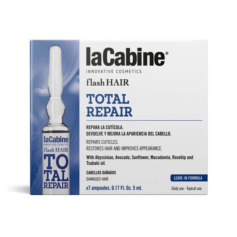 Fiole pentru păr Flash Hair Total Repair, 7 fiole x 5 ml, La Cabine