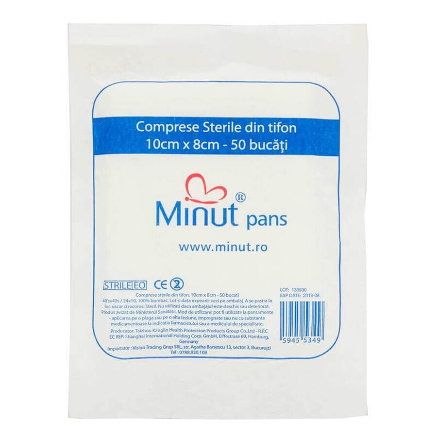 MINUT Comprese sterile 10/8 x 50buc 23gr