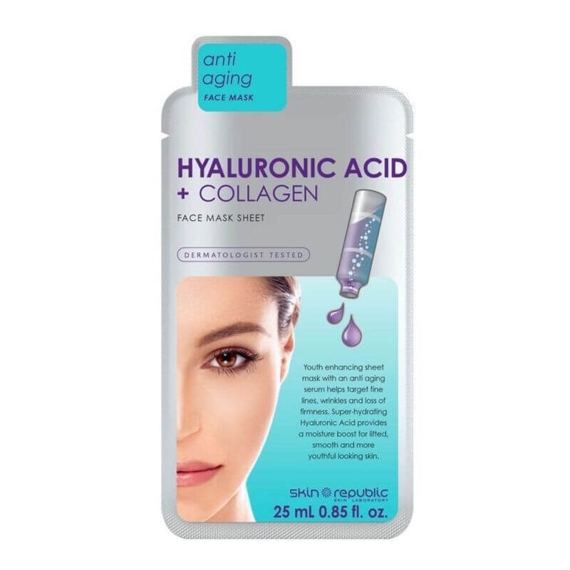 masca de fata cu acid hialuronic si colagen Skin Republic Masca de fata cu servetel cu Acid Hialuronic + Colagen 25ml