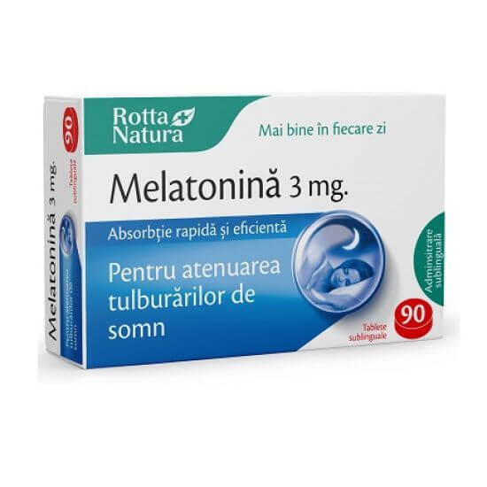 Melatonina, 3mg, 90 tablete sublinguale, Rotta Natura Vitamine si suplimente