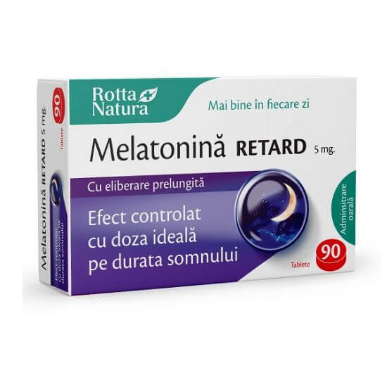 Melatonina Retard, 5mg, 90 tablete, Rotta Natura Vitamine si suplimente