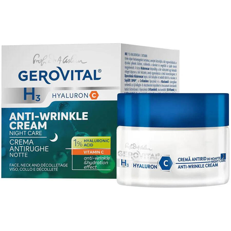 Crema antirid de noapte Gerovital H3 Hyaluron C, 50 ml, Farmec