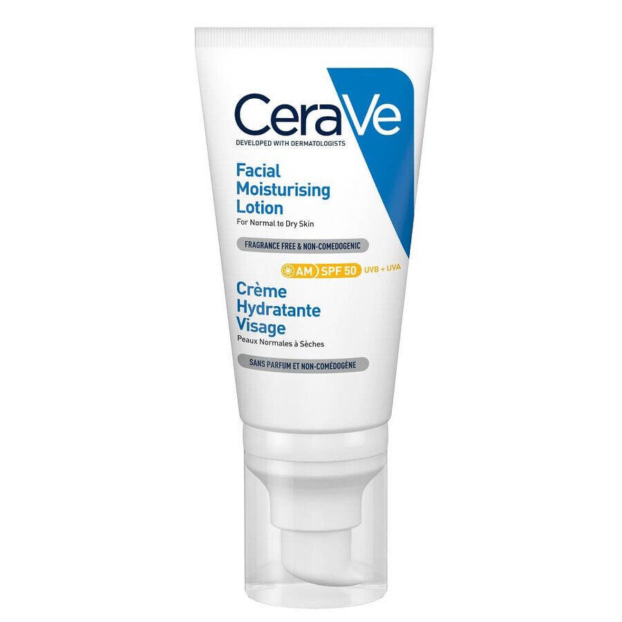 Hydraterende crème voor de normale-droge huid met SPF 50, 52 ml, CeraVe