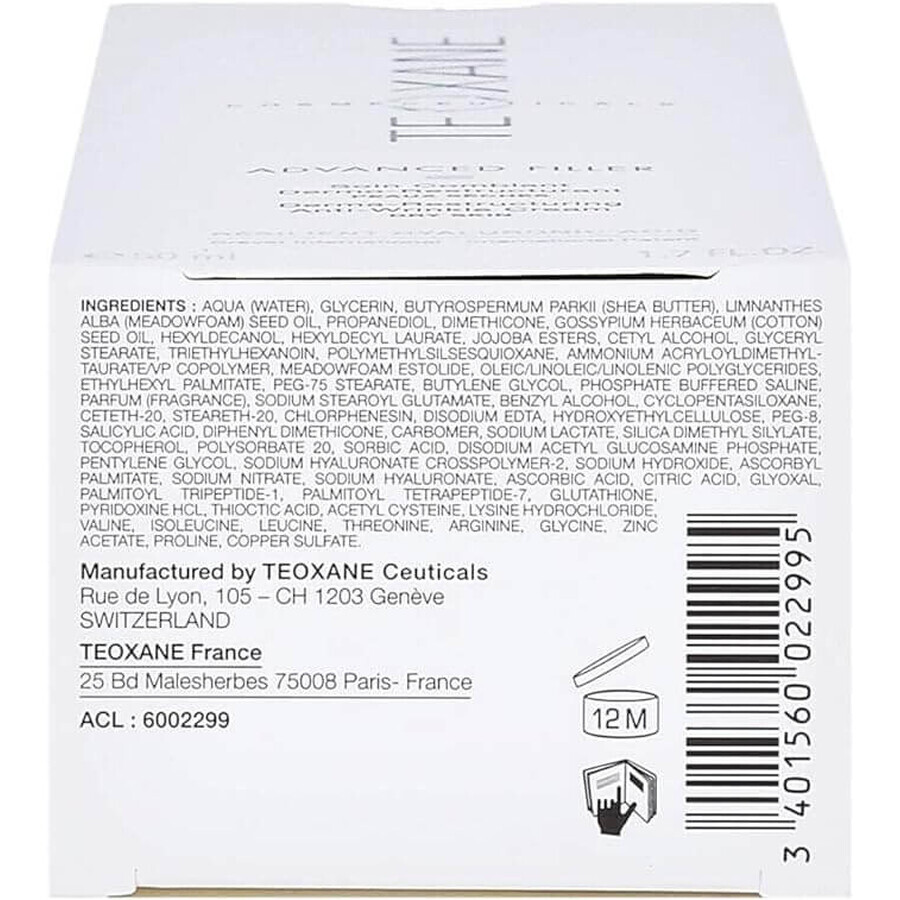 Crema antirid pentru ten uscat Advanced Filler, 50 ml, Teoxane