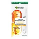 Masca servetel cu ananas si vitamina Cg Ampoule Anti-Fatigue Skin Naturals, 15 g, Garnier