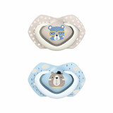 Suzeta simetrica din silicon Bonjour Paris, 6-18 luni, 2 bucati, Blue, Canpol Babies