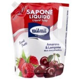 Rezerva de sapun lichid Zmeura & Cirese amare, 900 ml, Milmil