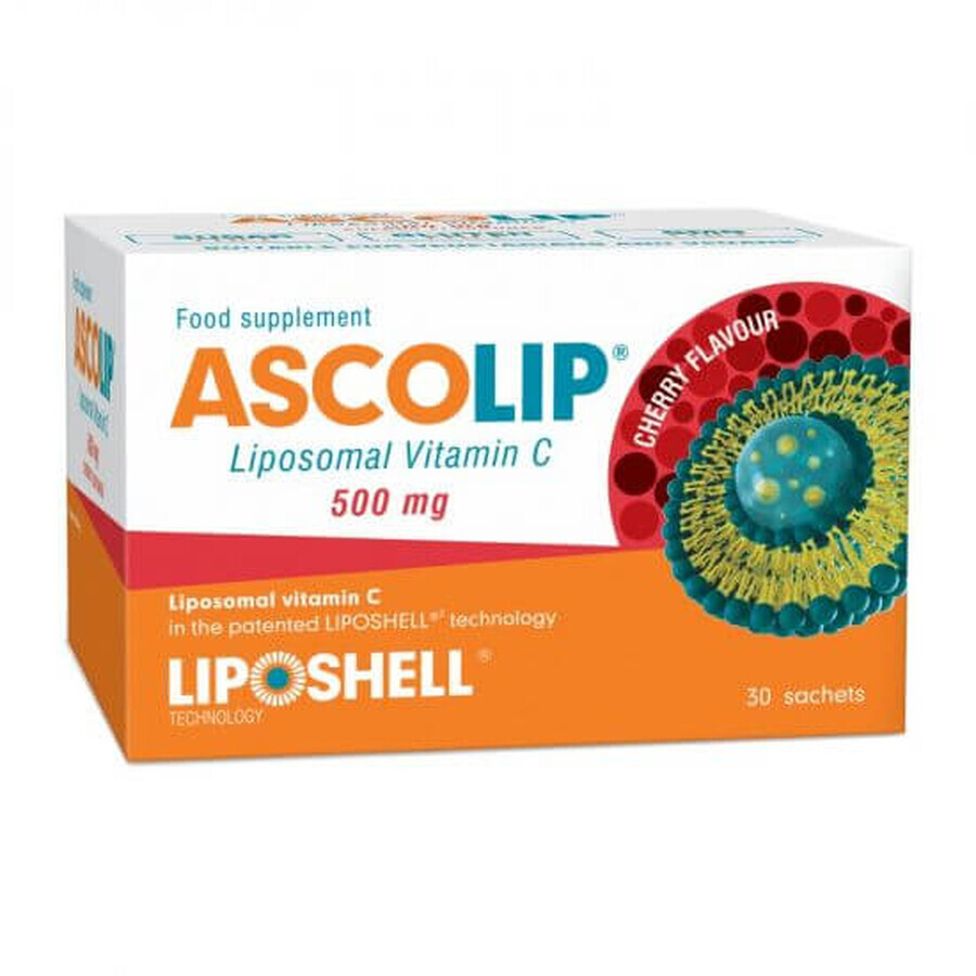 Vitamin C Liposomal with cherry flavour, 500 mg, 30 sachets, Liposhell