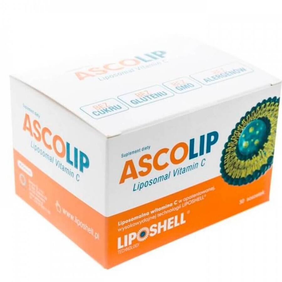 Ascolip Vitamin C Liposomal mit Orangengeschmack, 1000 mg, 30 Sachets, Liposhell