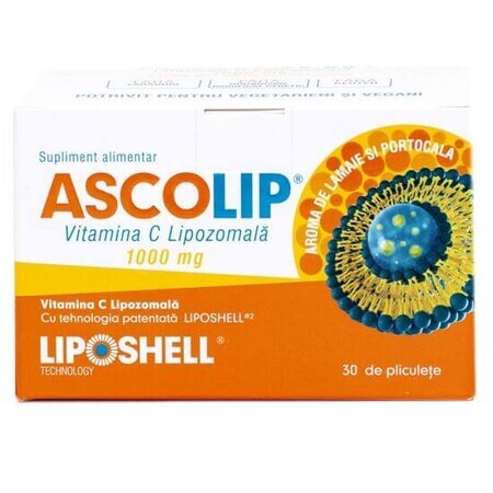 Ascolip Vitamin C Liposomal mit Orangengeschmack, 1000 mg, 30 Sachets, Liposhell