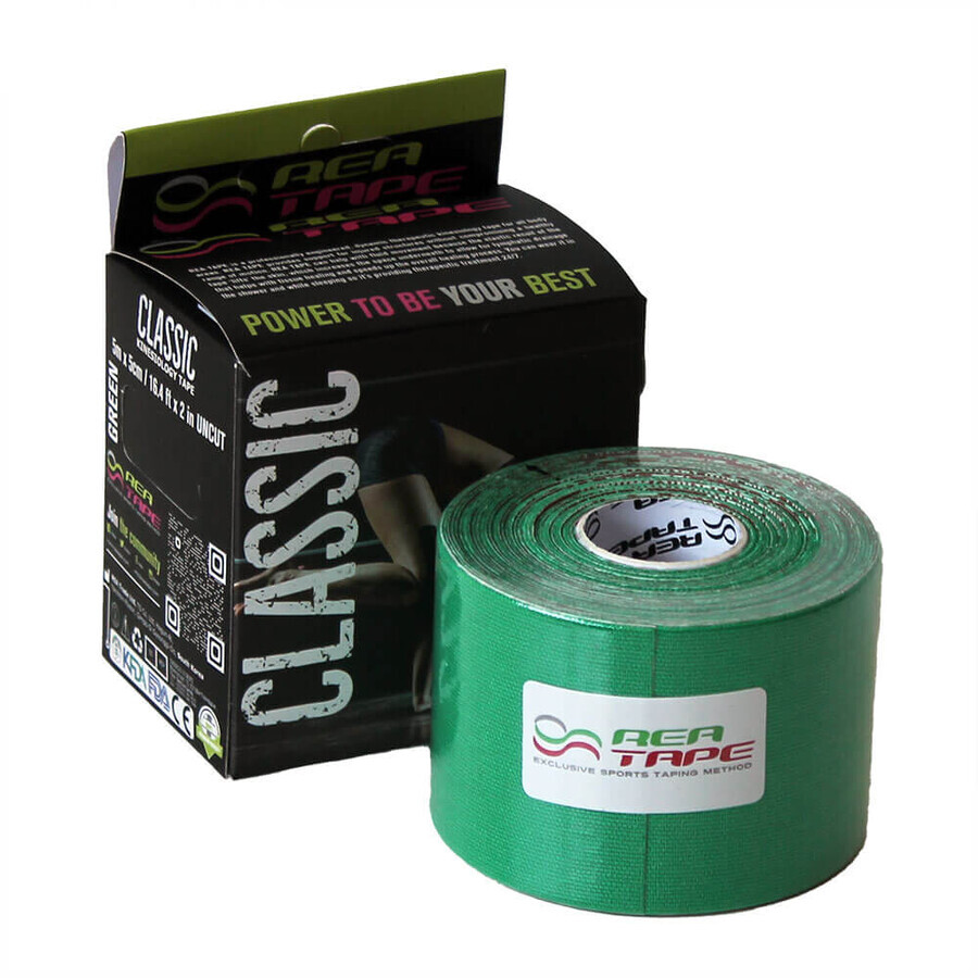 Premium kinesiologie tape groen, 5cm x 5m, REA Tape