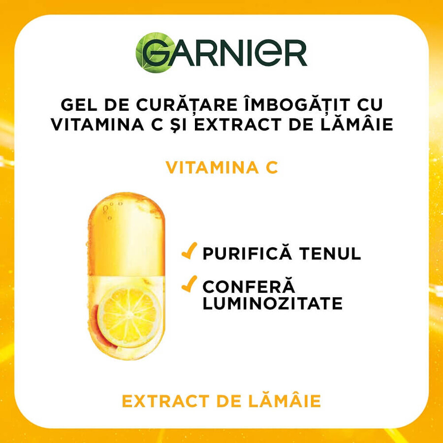 Cleansing gel enriched with vitamin C and lemon extract Skin Naturals, 200 ml, Garnier