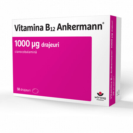 Vitamina B12 Ankermann, 1000 μg, 50 drajeuri, Worwag Pharma