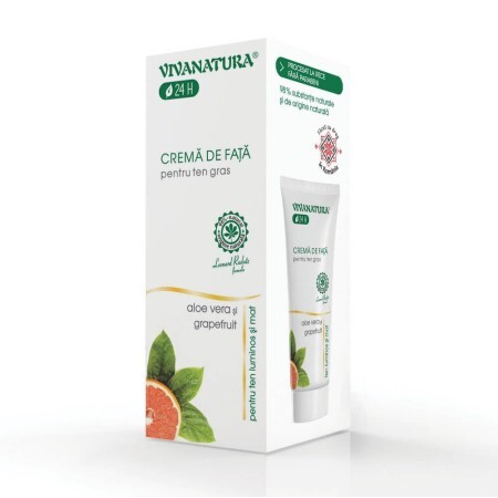 Crema de fata pentru ten gras cu aloe vera si grapefruit, 75 ml, Vivanatura