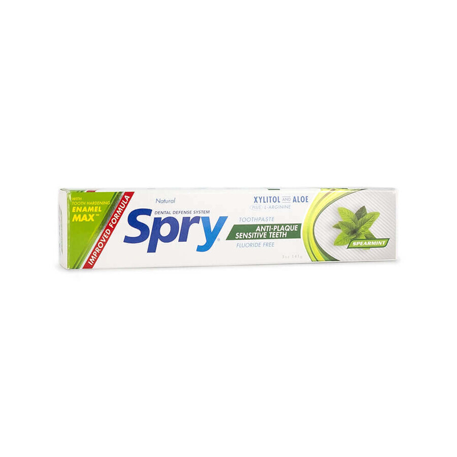 Pasta de dinti cu xylitol, SPRY, aroma naturala de menta (spearmint), fara fluor, 141 g