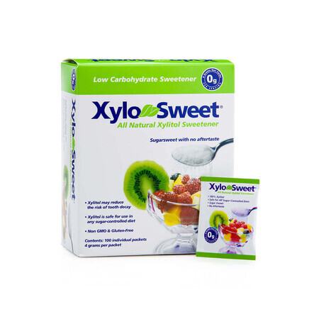 Indulcitor XyloSweet , 100% xylitol, 100% natural, cutie 100 pliculete x 4g