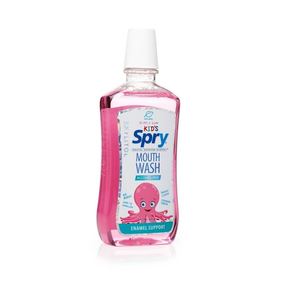 Apa de gura cu xylitol pentru copii, SPRY, fara alcool, ingrediente 100% naturale, aroma guma de mestecat (bubble gum), 473 ml