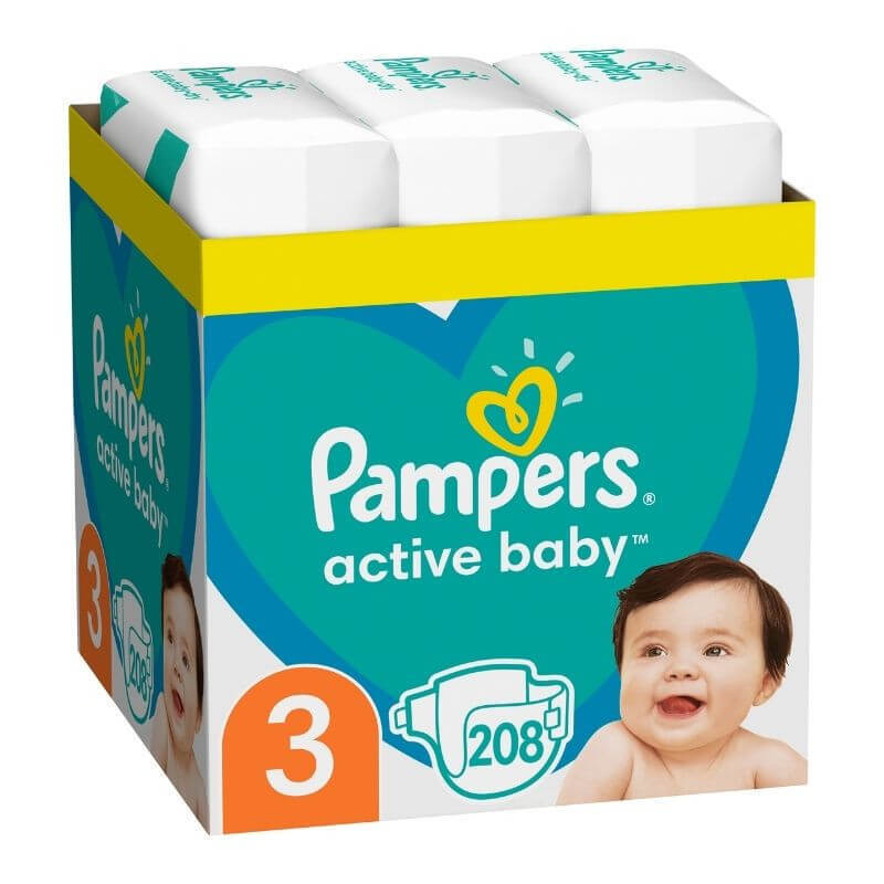 Scutece Pampers Active Baby 3 Midi 6-10 kg 208 bucati