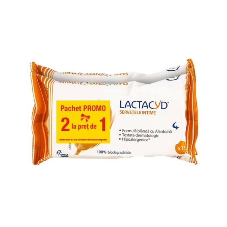 Lactacyd  servetele intime x 15buc.1+1 Gratuit