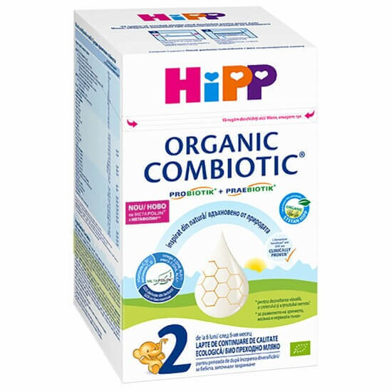 lapte praf hipp 1 organic combiotic de la nastere 800 g Lapte praf formulă de continuare Organic Combiotic 2, +6 luni, 800 gr, Hipp