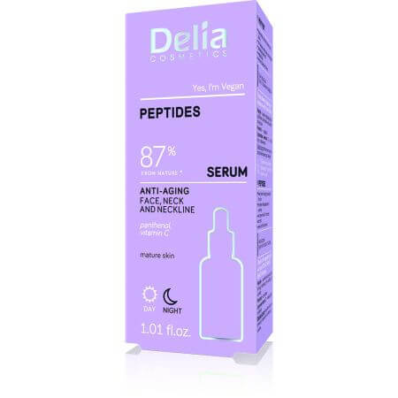 Ser anti-imbatranire cu peptide Peptides Antiage, 30 ml, Delia Cosmetics