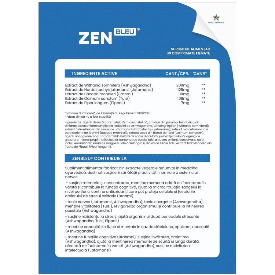 Zenbleu x 30 cpr., Bleu Pharma